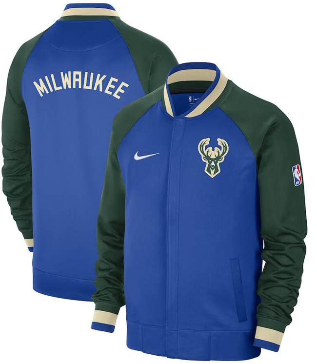 Men's Milwaukee Bucks Blue/Green 2022/23 City Edition Showtime Thermaflex Full-Zip Jacket